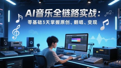 AI音乐全链路实战变现课：零基础3天掌握原创、翻唱、变现-富业大课堂