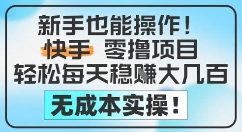新手也能操作，快手零撸挣米，轻松每天挣2-5张，完全无成本-富业大课堂