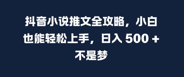 抖音小说推文全攻略，小白也能轻松上手，日入 5张+ 不是梦【揭秘】-富业大课堂