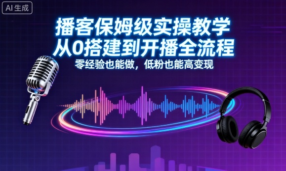 播客保姆级实操教学，从0搭建到开播全流程，零经验也能做，低粉也能高变现-富业大课堂