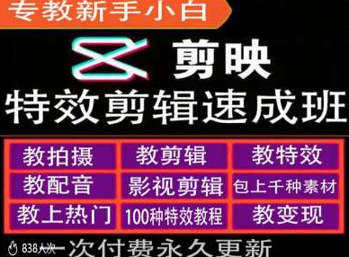 剪映特效教程和运营变现教程，特效剪辑速成班，专教新手小白-富业大课堂