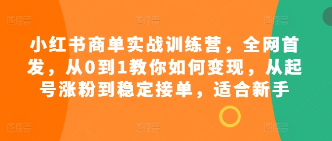 小红书商单实战训练营，全网首发，从0到1教你如何变现，从起号涨粉到稳定接单，适合新手-富业大课堂