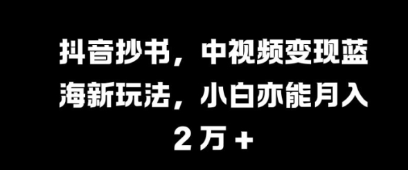 抖音抄书，中视频变现蓝海新玩法，小白亦能月入 过W【揭秘】-富业大课堂