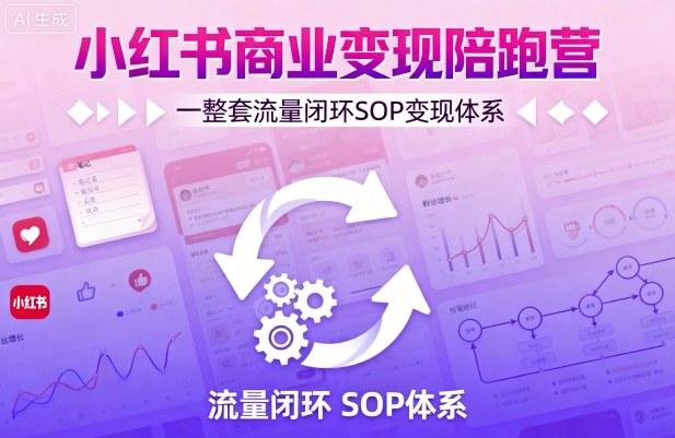 小红书商业变现陪跑营，轻IP矩阵 私域获客 聚光投流，一整套流量闭环SOP变现体系-富业大课堂