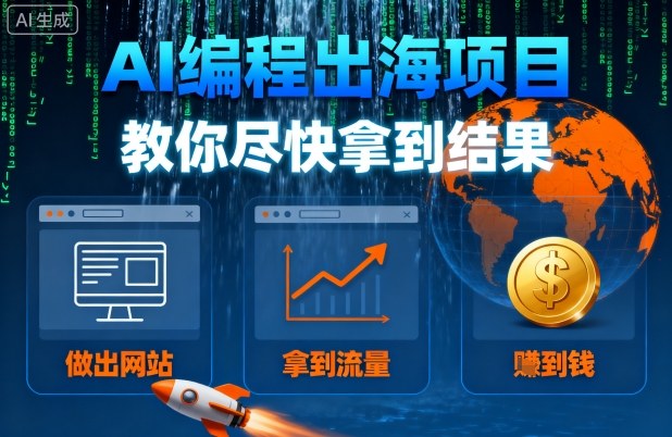 AI编程出海项目，教你尽快拿到结果-做出网站、拿到流量、賺到钱-富业大课堂
